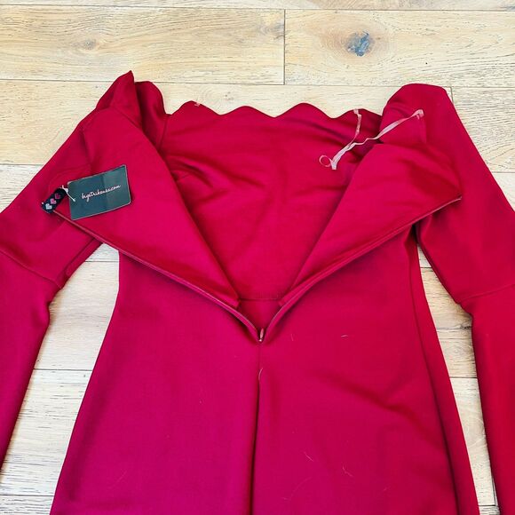 Dark Red Mini Dress Medium Off Shoulder Bell Sleeve Renaissance Prom Gothic - Picture 16 of 16